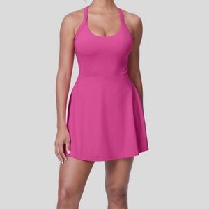 Halara Backless Twisted Active Dress-Easy Peezy Edition Fuchsia Fedora (Pink)